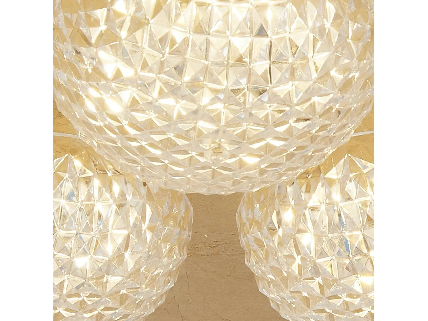 Searchlight Celestia Plafoniera Led Rotonda 3 Luci - Foglia Oro Con Acrilico Trasparente