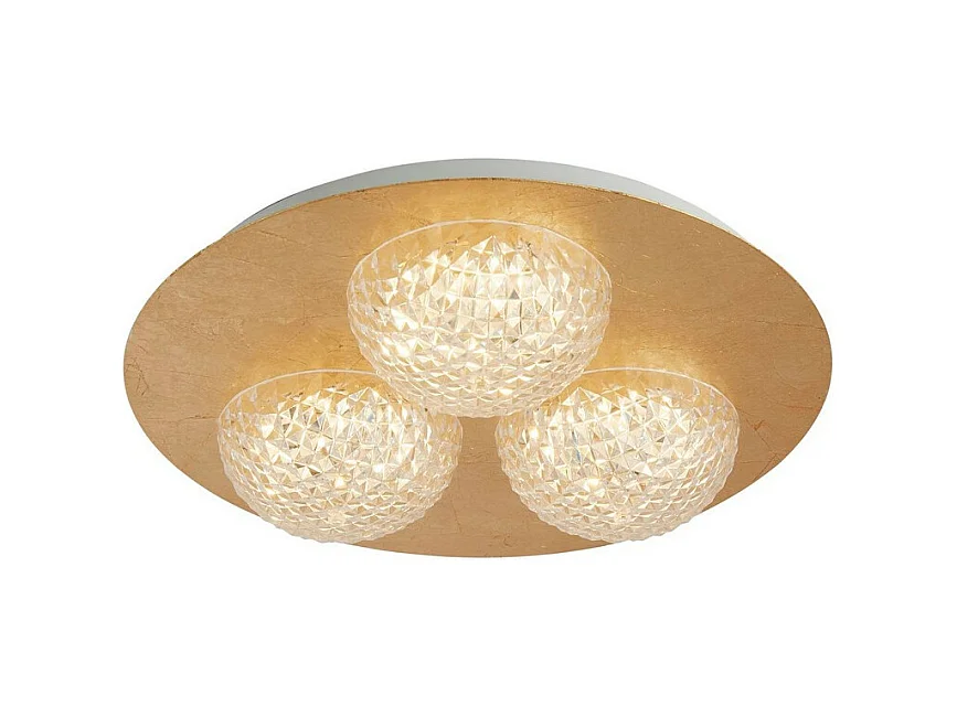 Searchlight 3 ljus rund led taklampa - bladguld med klar akryl