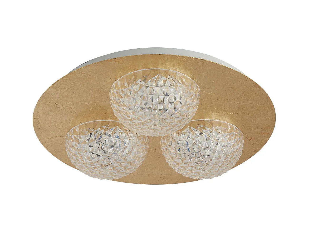 Searchlight 3 ljus rund led taklampa - bladguld med klar akryl