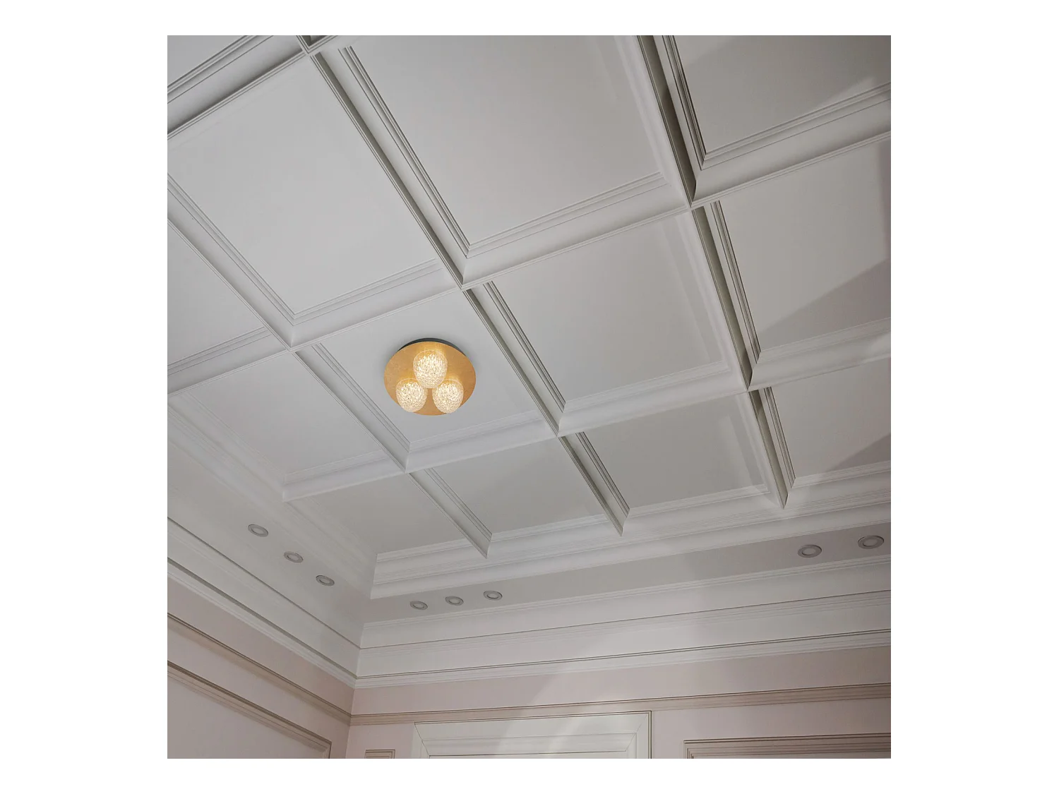 Searchlight 3 ljus rund led taklampa - bladguld med klar akryl