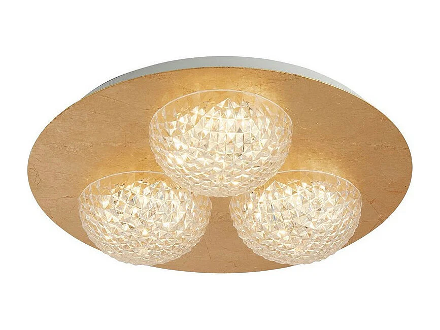 Searchlight 3 ljus rund led taklampa - bladguld med klar akryl