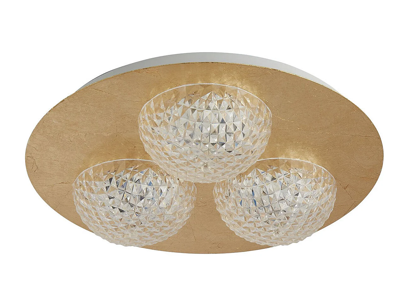 Searchlight 3 ljus rund led taklampa - bladguld med klar akryl