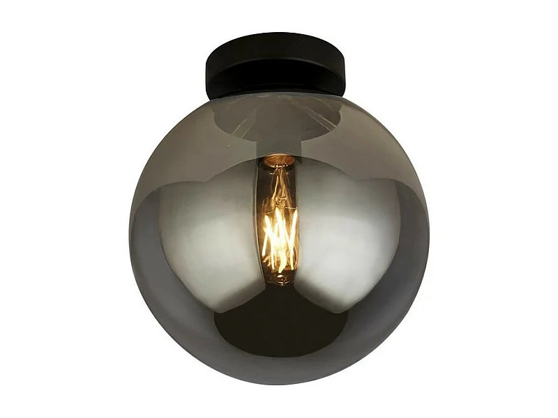 Searchlight Amsterdam 1 Light Flush, Vetro Fumé, Nero