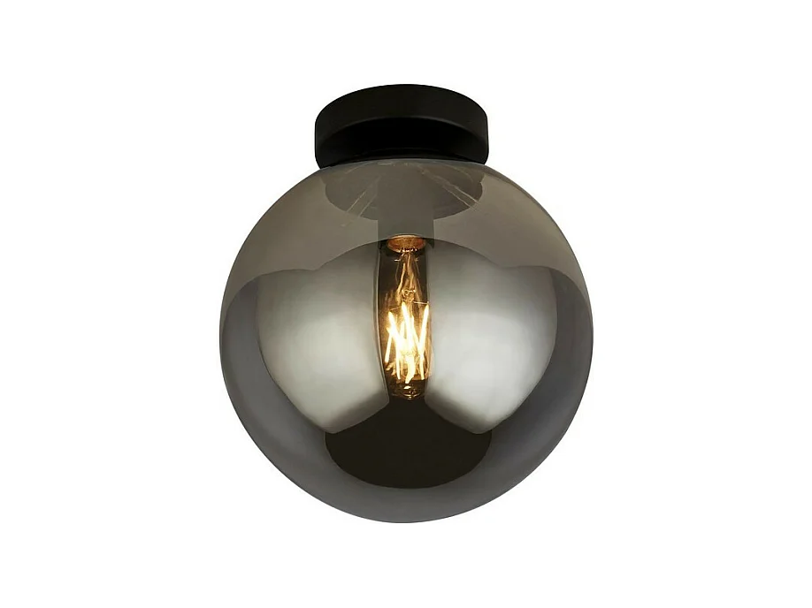 Searchlight Amsterdam 1 Light Flush, Vetro Fumé, Nero