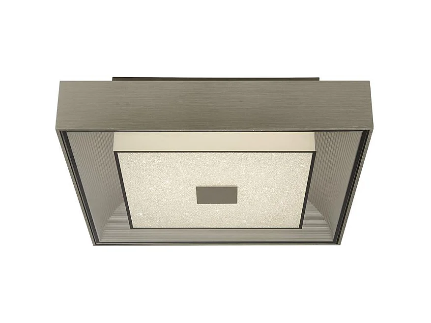 Searchlight Rhea Plafoniera LED Quadrata Argento, Cristallo Sabbia 3000K