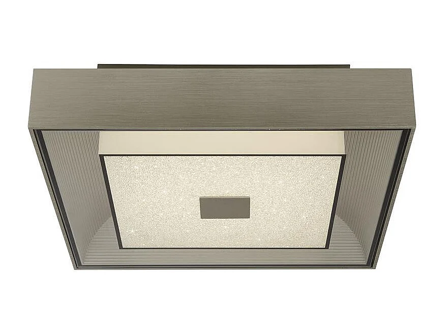 Searchlight Rhea Plafoniera LED Quadrata Argento, Cristallo Sabbia 3000K