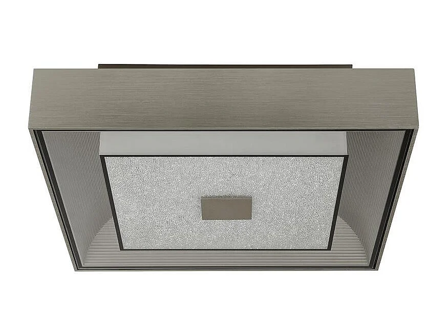 Searchlight Rhea Plafoniera LED Quadrata Argento, Cristallo Sabbia 3000K