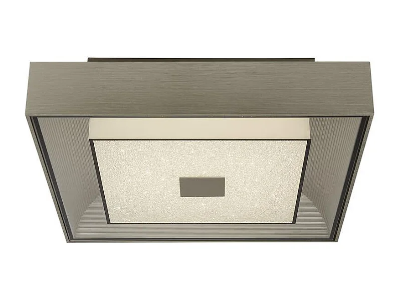 Searchlight Rhea Plafoniera LED Quadrata Argento, Cristallo Sabbia 3000K