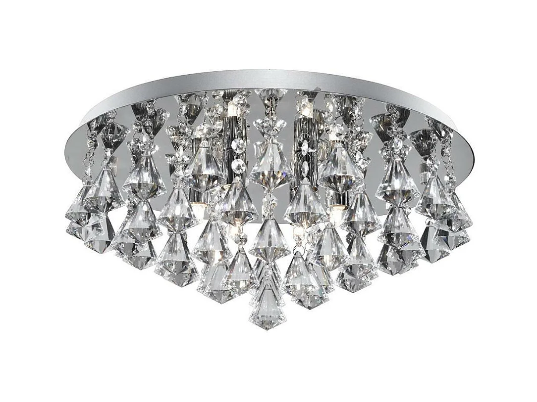 Searchlight Hanna - Semaforo a 6 luci da soffitto cromato con cristalli, G9