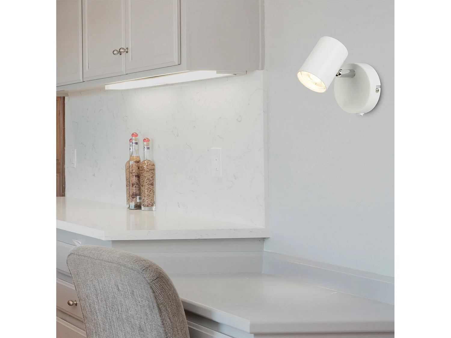 Searchlight Rollo Integrerad LED 1 ljus Vgglampa inomhus Vit