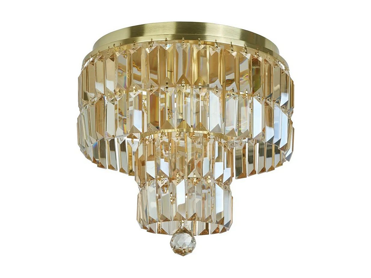 Plafoniera Classica Impero Acciaio Ottone Vetro 4 Luci E14