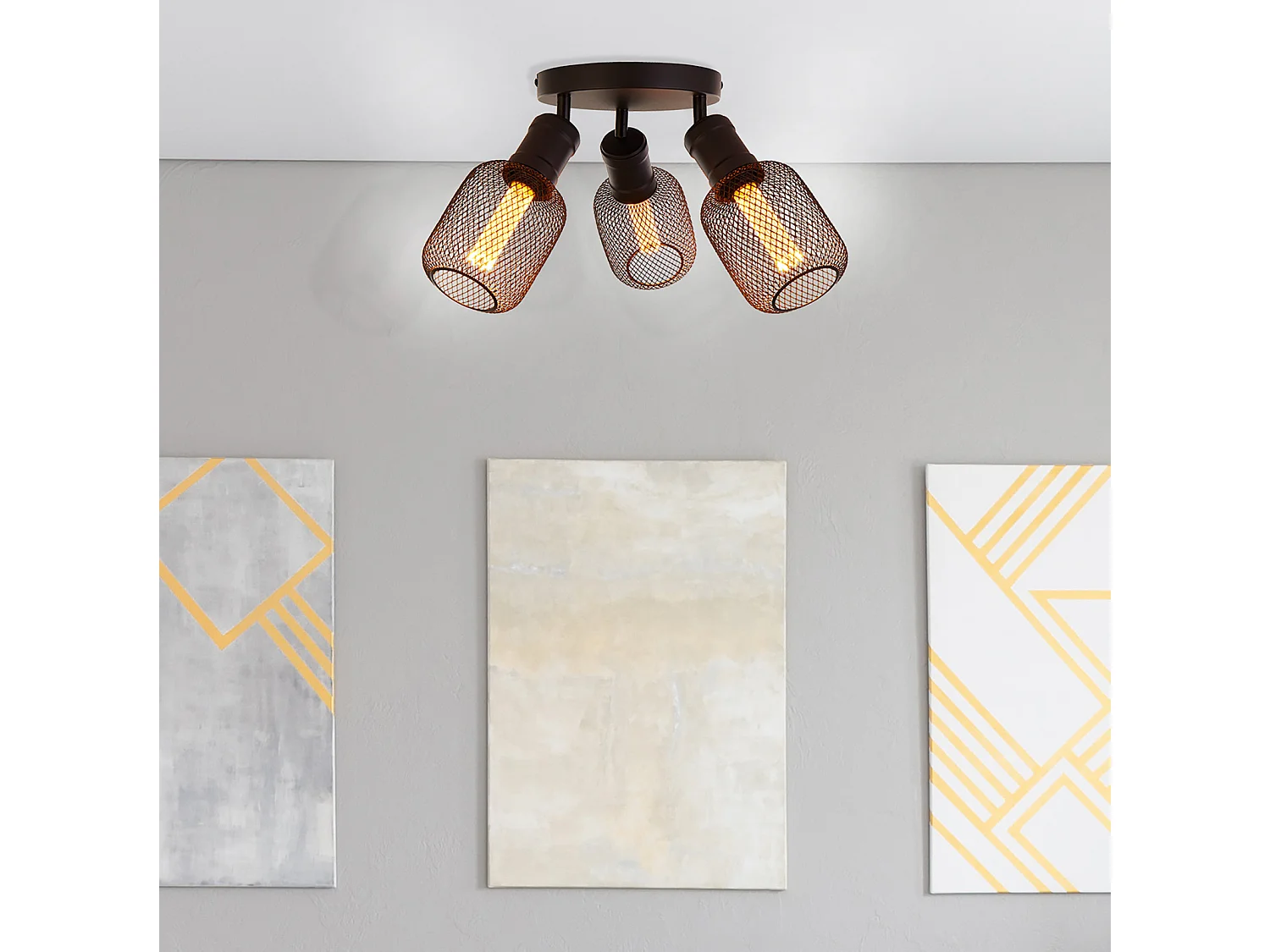 Searchlicht Dance 3-flammige runde Deckenleuchte, Sandschwarz