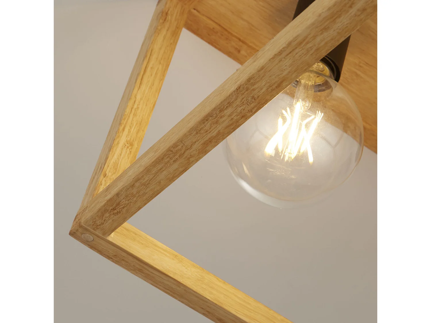 Searchlight Square Plafoniera a 4 luci in legno di bambù intrecciato