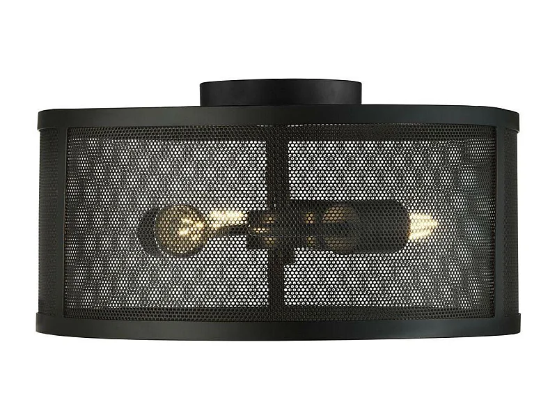 Searchlight Fishnet 3 Light Flush Ceiling Light Mesh Matt Svart, E27