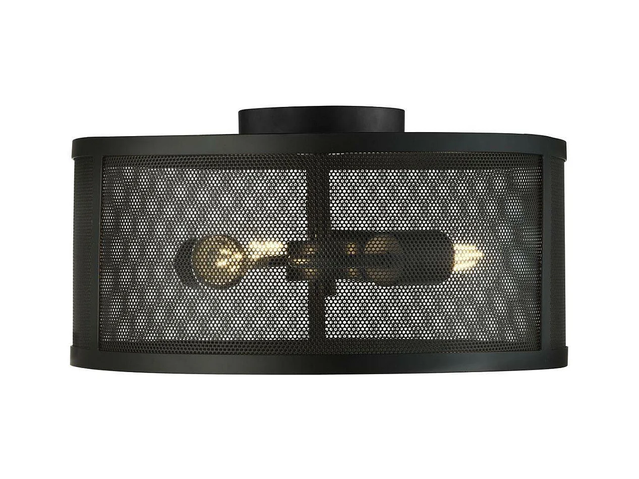 Searchlicht Fishnet - 3 licht Flush Deckenleuchte Mesh Matt Black, E27