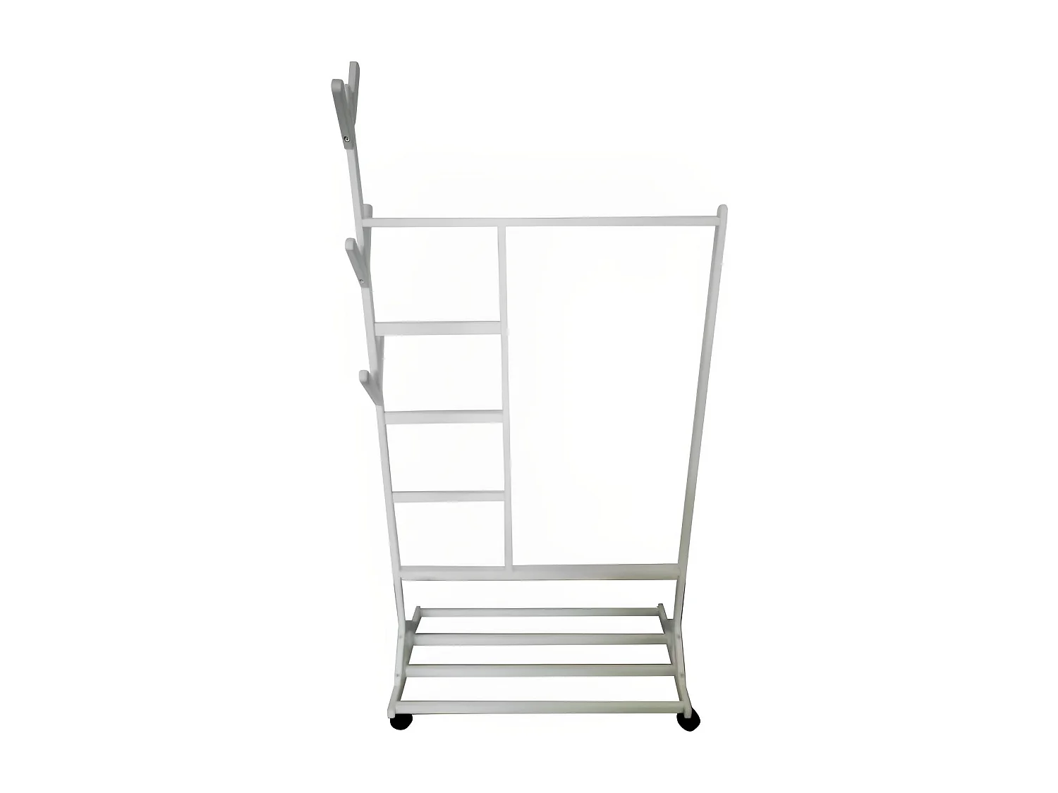 Meyvaser - Vestidor portatil, Perchero portátil con ruedas de 180x100x35 Cm y 6 Ganchos en madera color blanco.