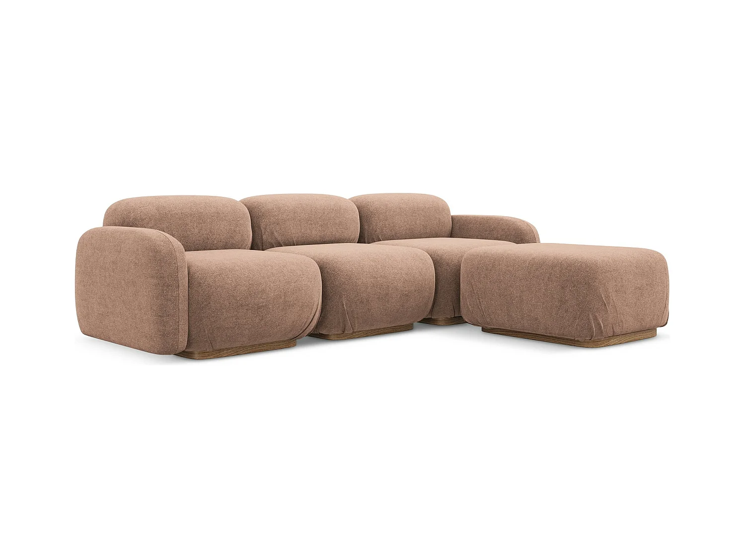 Canapé d'angle modulaire reversible en Bouclé - rose sourd - AILANI