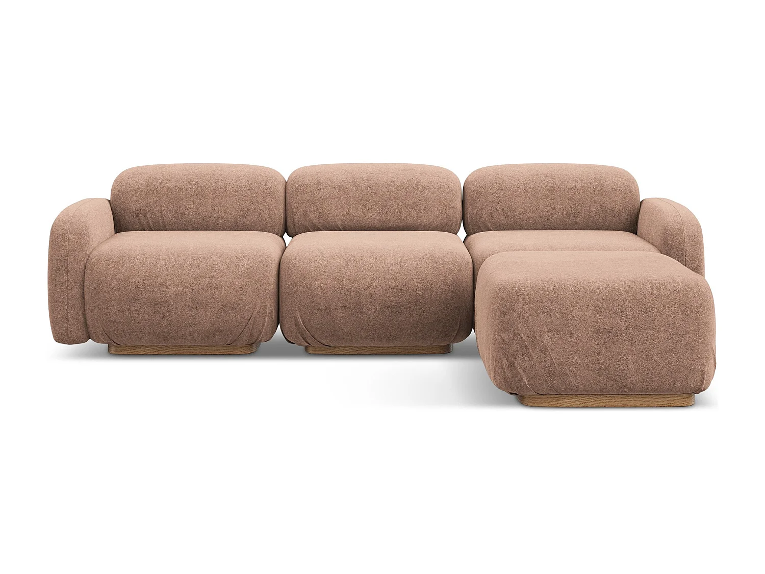 Canapé d'angle modulaire reversible en Bouclé - rose sourd - AILANI