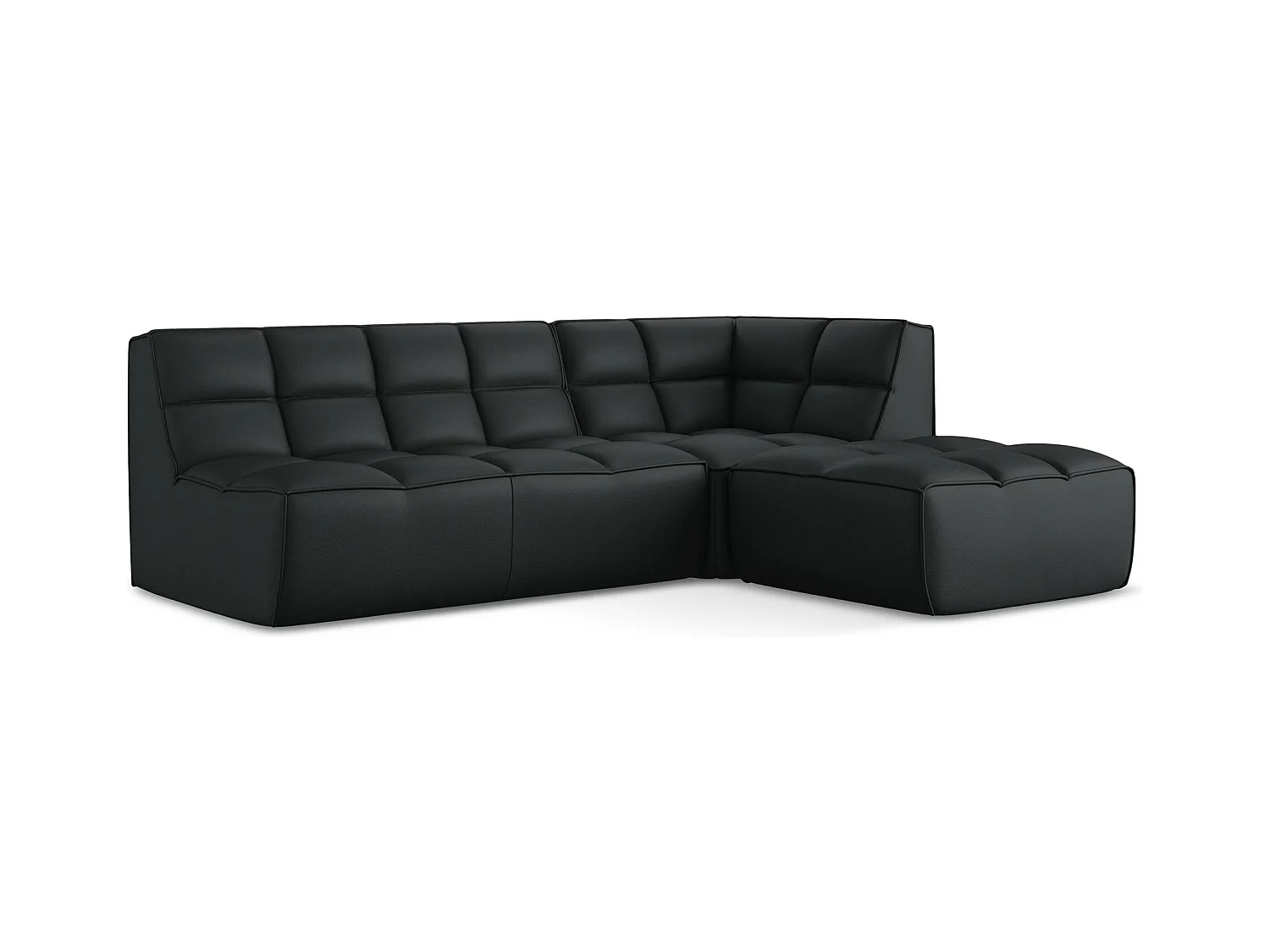Modulares Ecksofa M Beidseitig - Reversibel - Kunstleder - Schwarz - KALAI