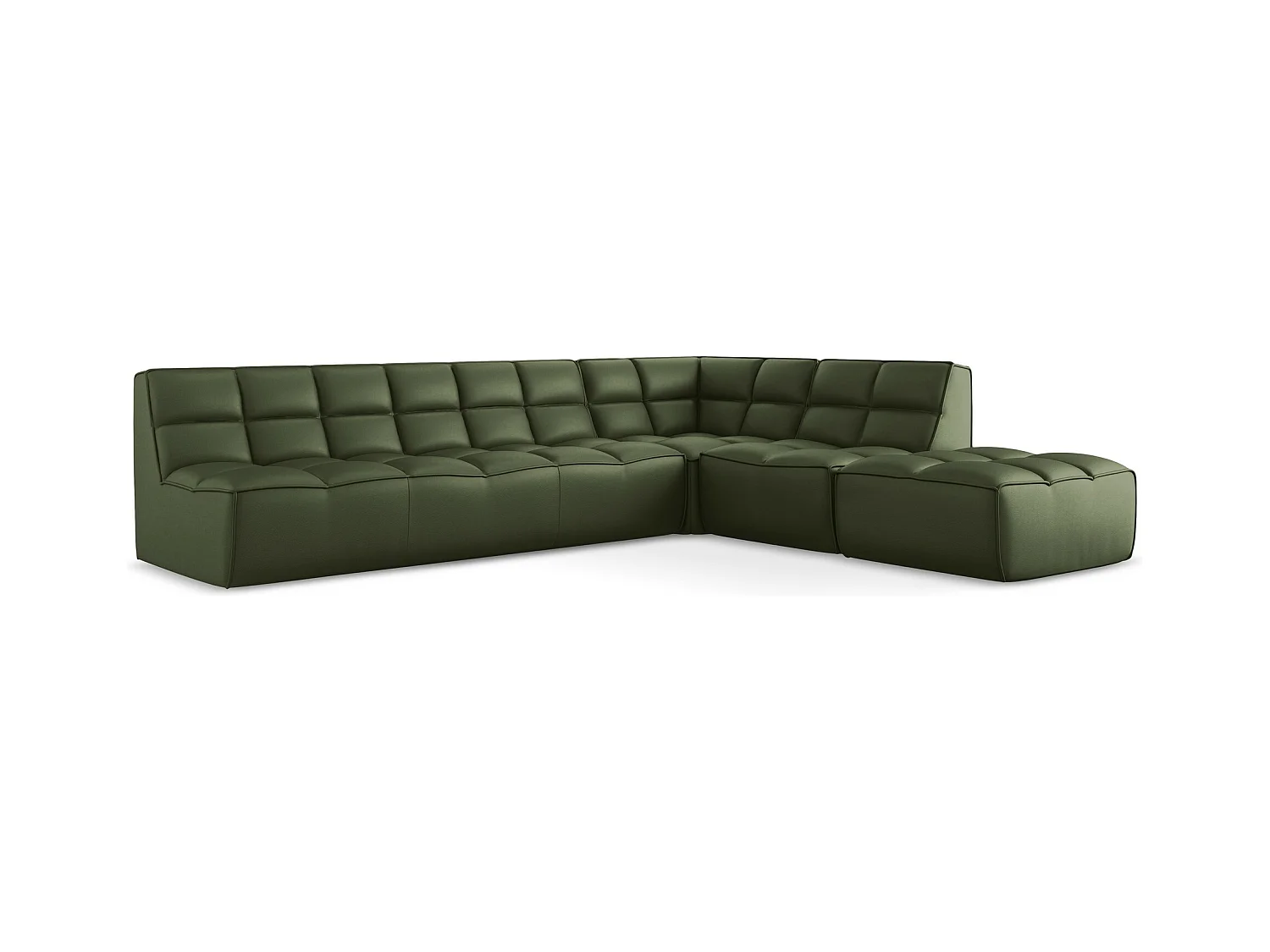 4-Sitzer Modulares Ecksofa - Reversibel - Kunstleder - Grün - KALAI