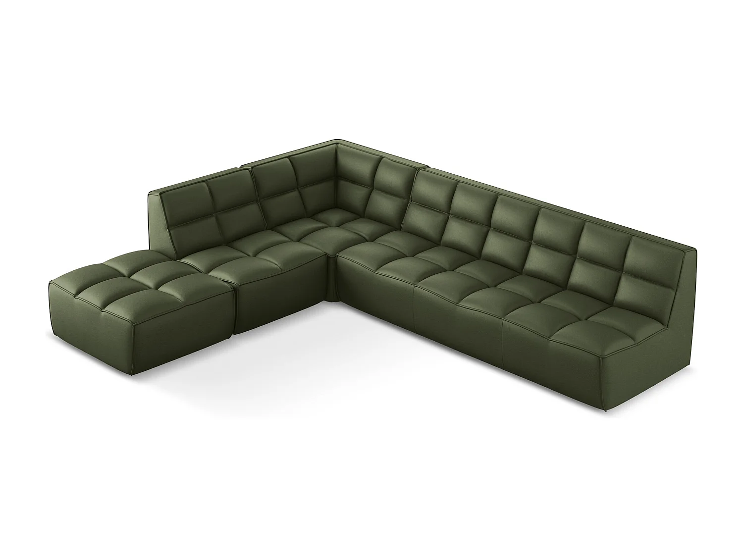 Canapé d'angle modulaire L reversible en Cuir artificiel - vert - KALAI