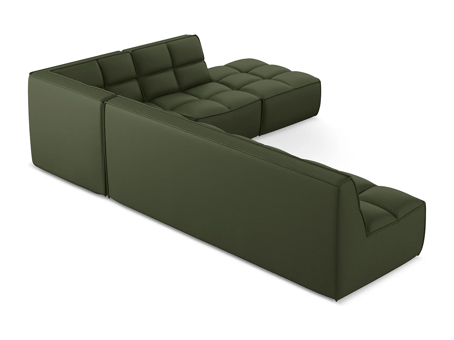 Canapé d'angle modulaire L reversible en Cuir artificiel - vert - KALAI