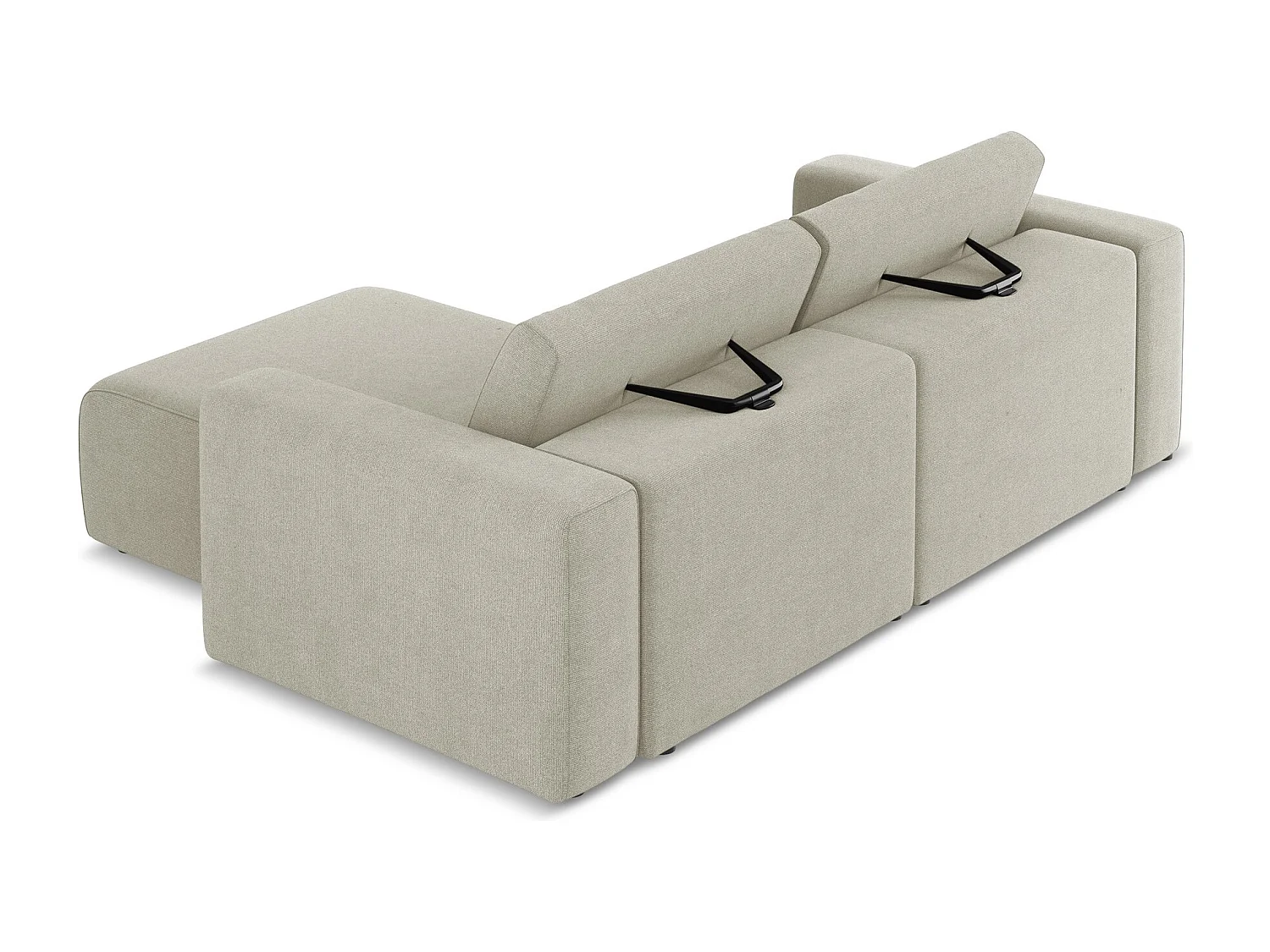 3-Sitzer Modulares Ecksofa - Ecke Rechts - Strukturstoff - Hell beige - KALEA