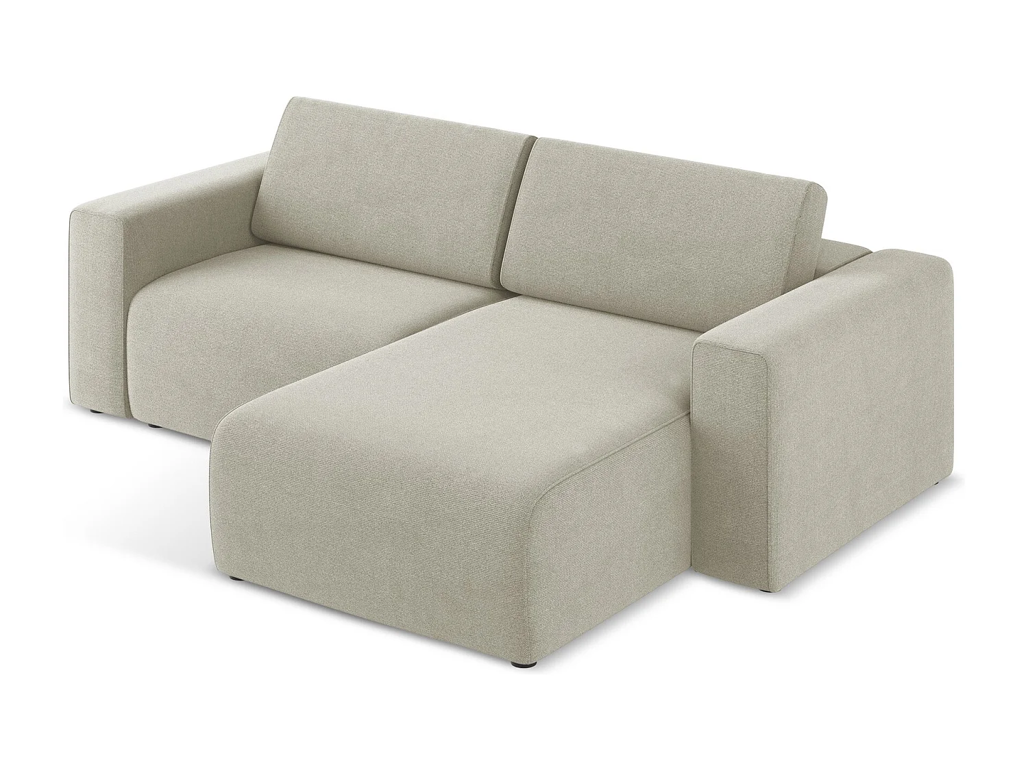 Modulaire hoekbank rechts van lichtbeige textuurstof - KALEA