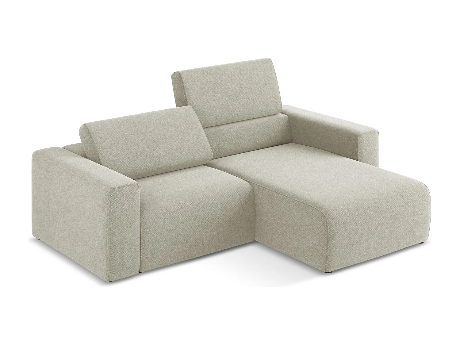 Modulaire hoekbank rechts van lichtbeige textuurstof - KALEA