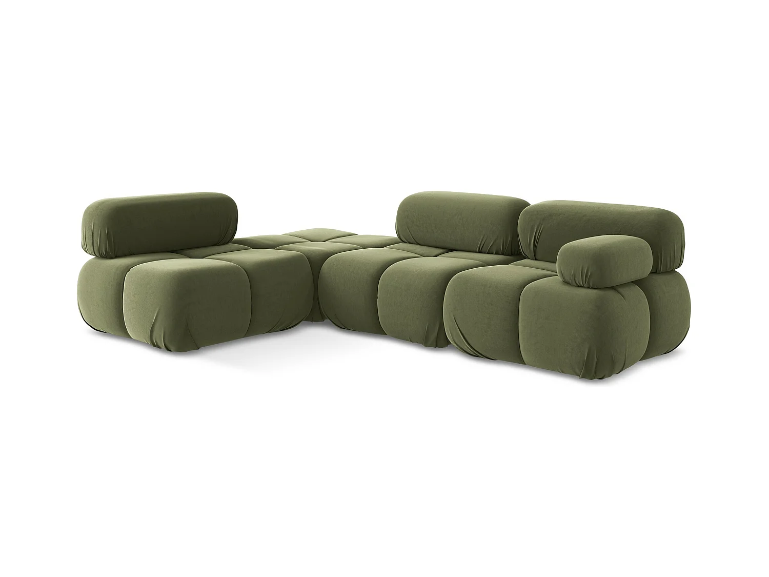 Canapé d'angle modulaire gauche en Samt - olive - LOKUA