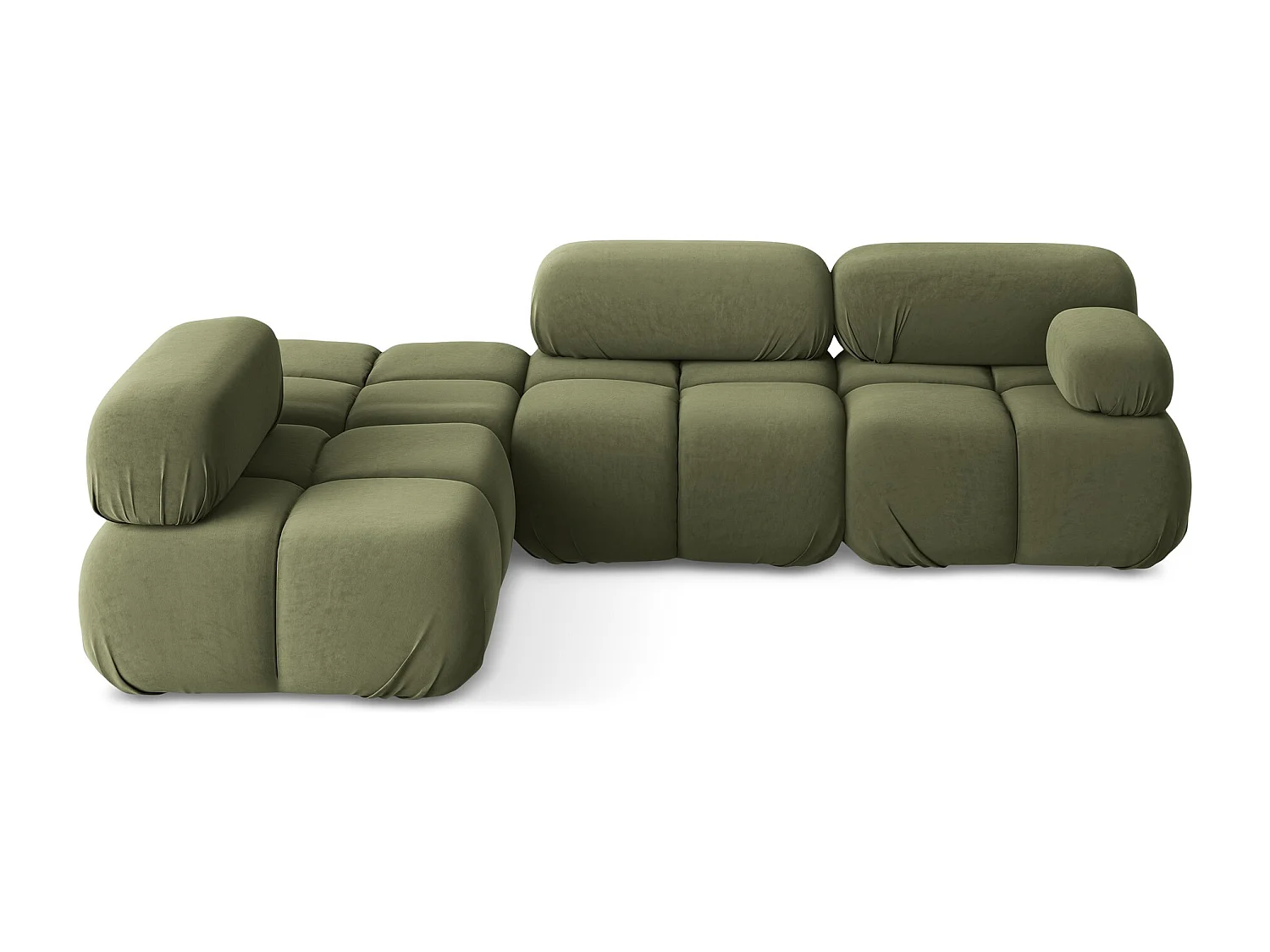 Canapé d'angle modulaire gauche en Samt - olive - LOKUA