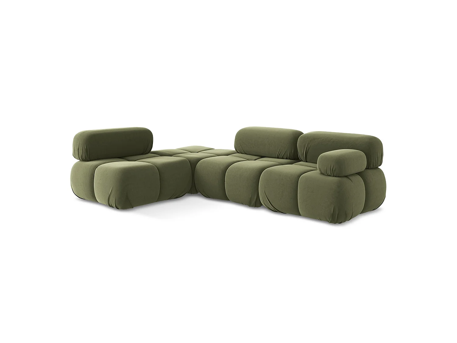 3-Sitzer Modulares Ecksofa - Ecke Links - Samt - Olive - SANREMO