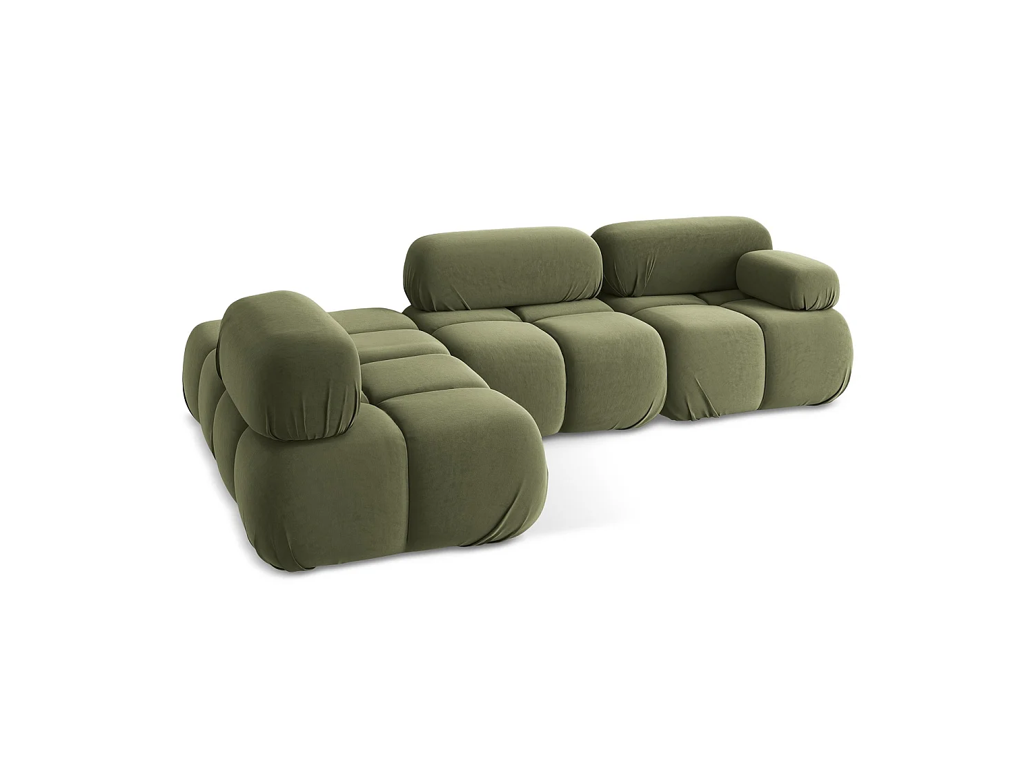 3-Sitzer Modulares Ecksofa - Ecke Links - Samt - Olive - SANREMO