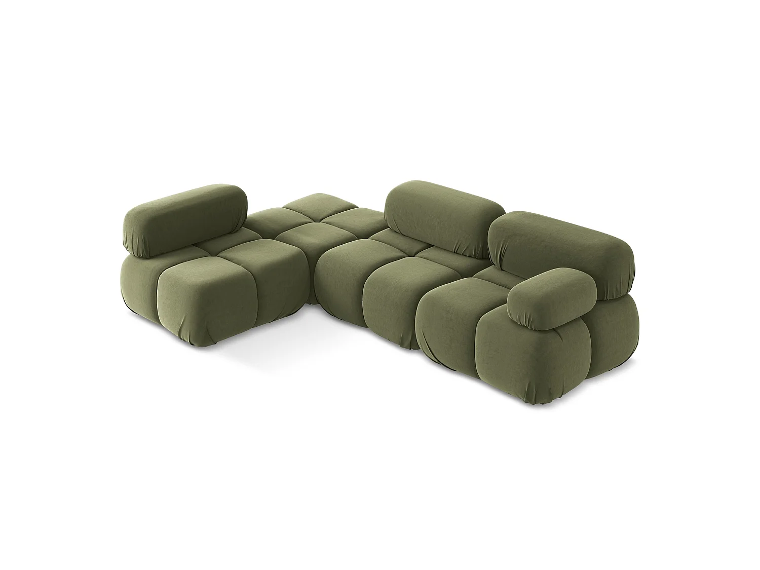 3-Sitzer Modulares Ecksofa - Ecke Links - Samt - Olive - SANREMO