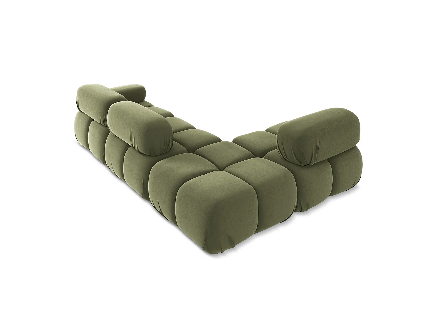 3-Sitzer Modulares Ecksofa - Ecke Links - Samt - Olive - SANREMO