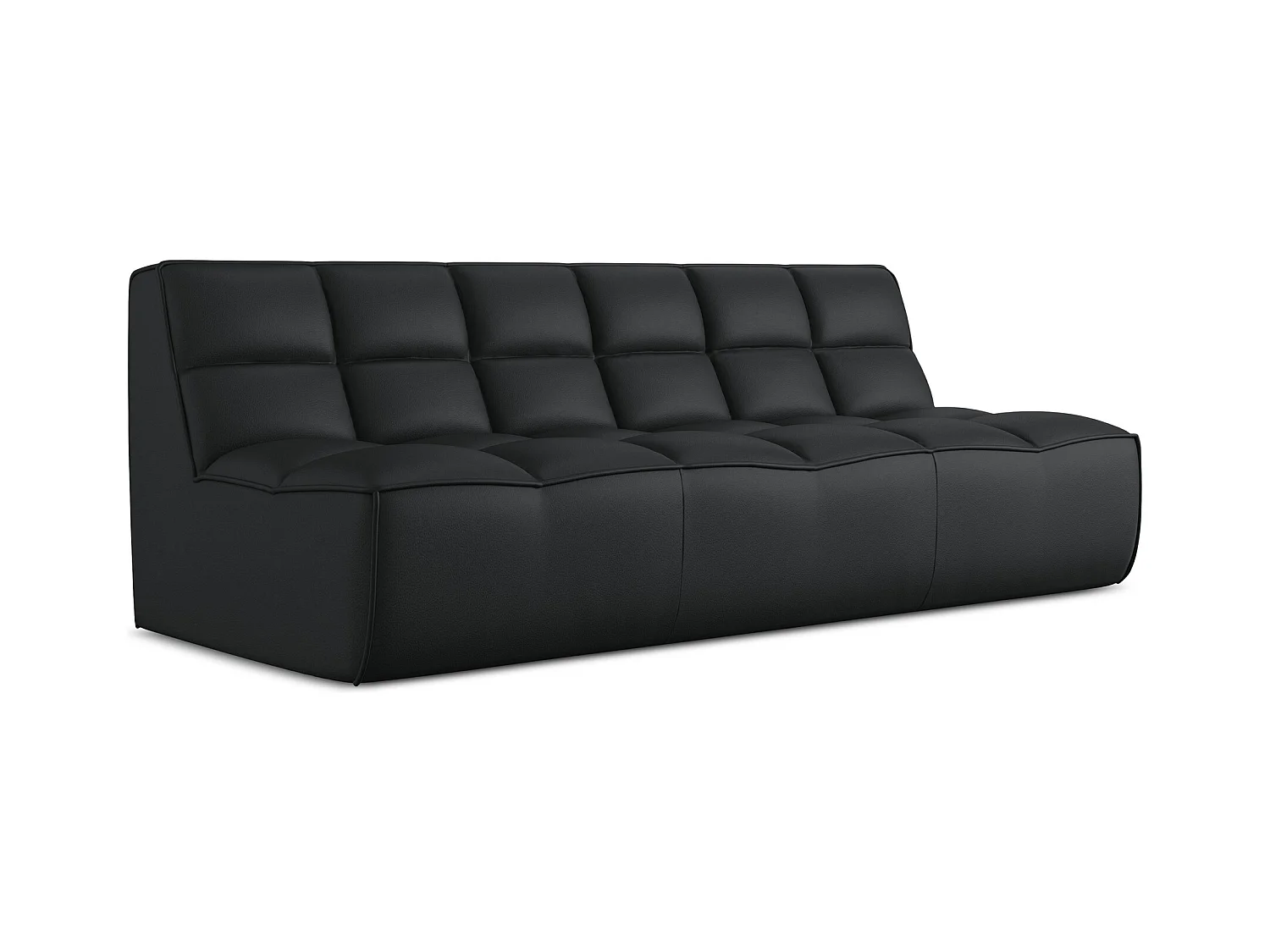 Modulares 3-Sitzer Sofa - - Kunstleder - Schwarz - KALAI
