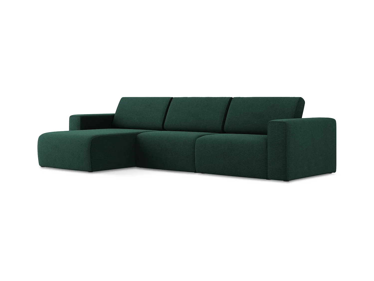 Canapé modulable d’angle M gauche en Strukturstoff - bouteille verte - KALEA