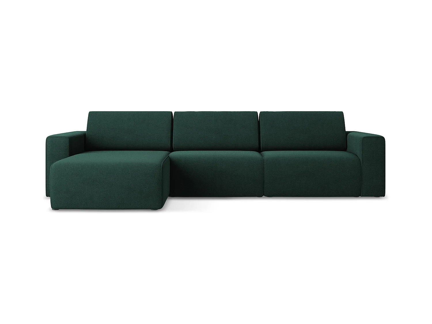 Modulaire hoekbank M links van flessengroen textuurstof - KALEA