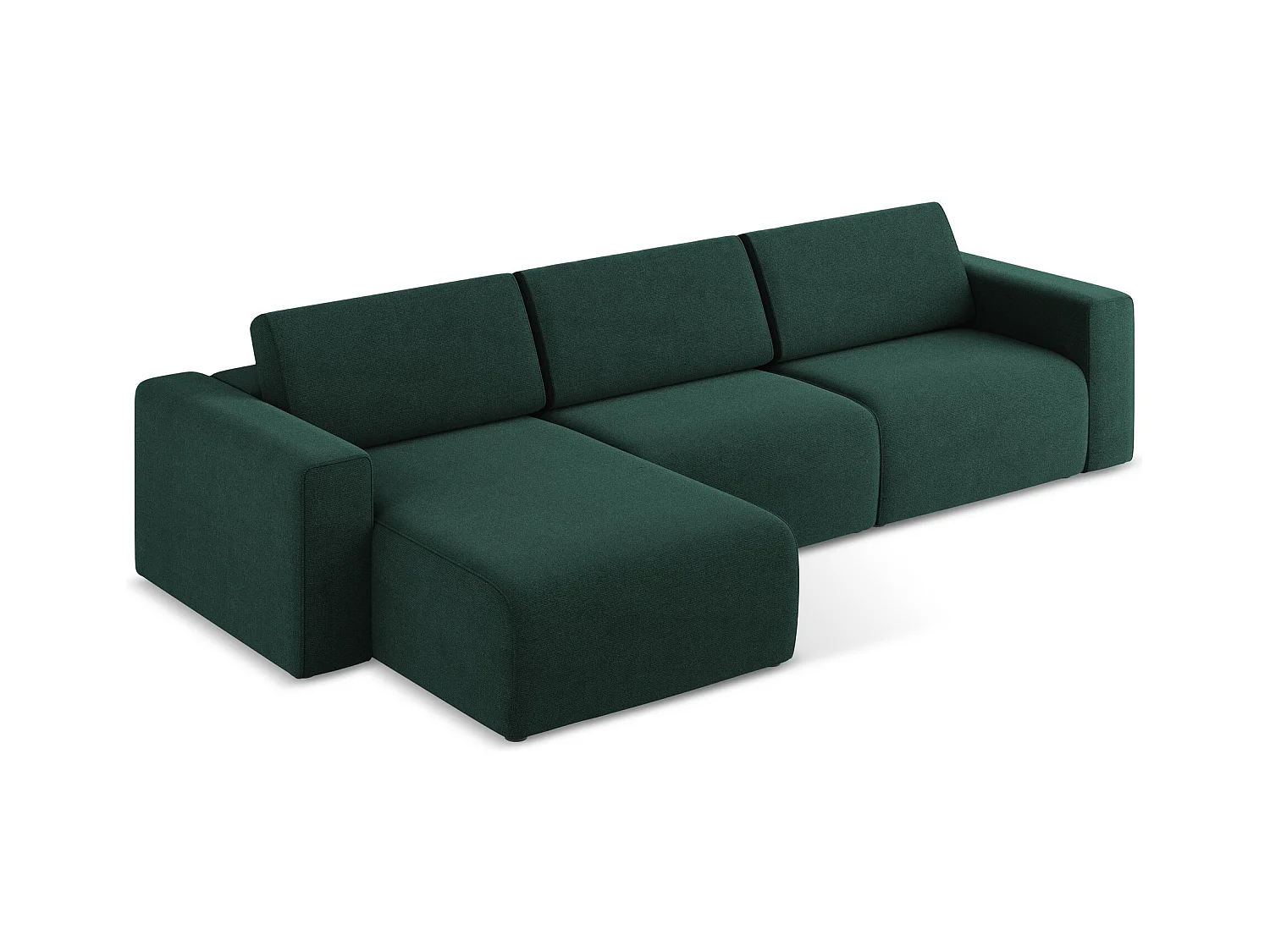 Modulaire hoekbank M links van flessengroen textuurstof - KALEA