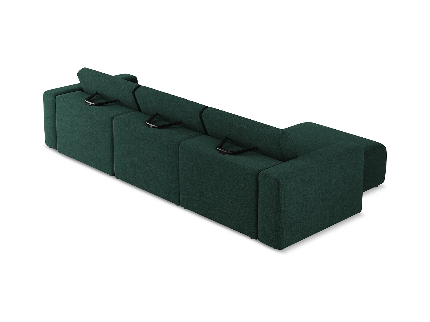 Modulaire hoekbank M links van flessengroen textuurstof - KALEA