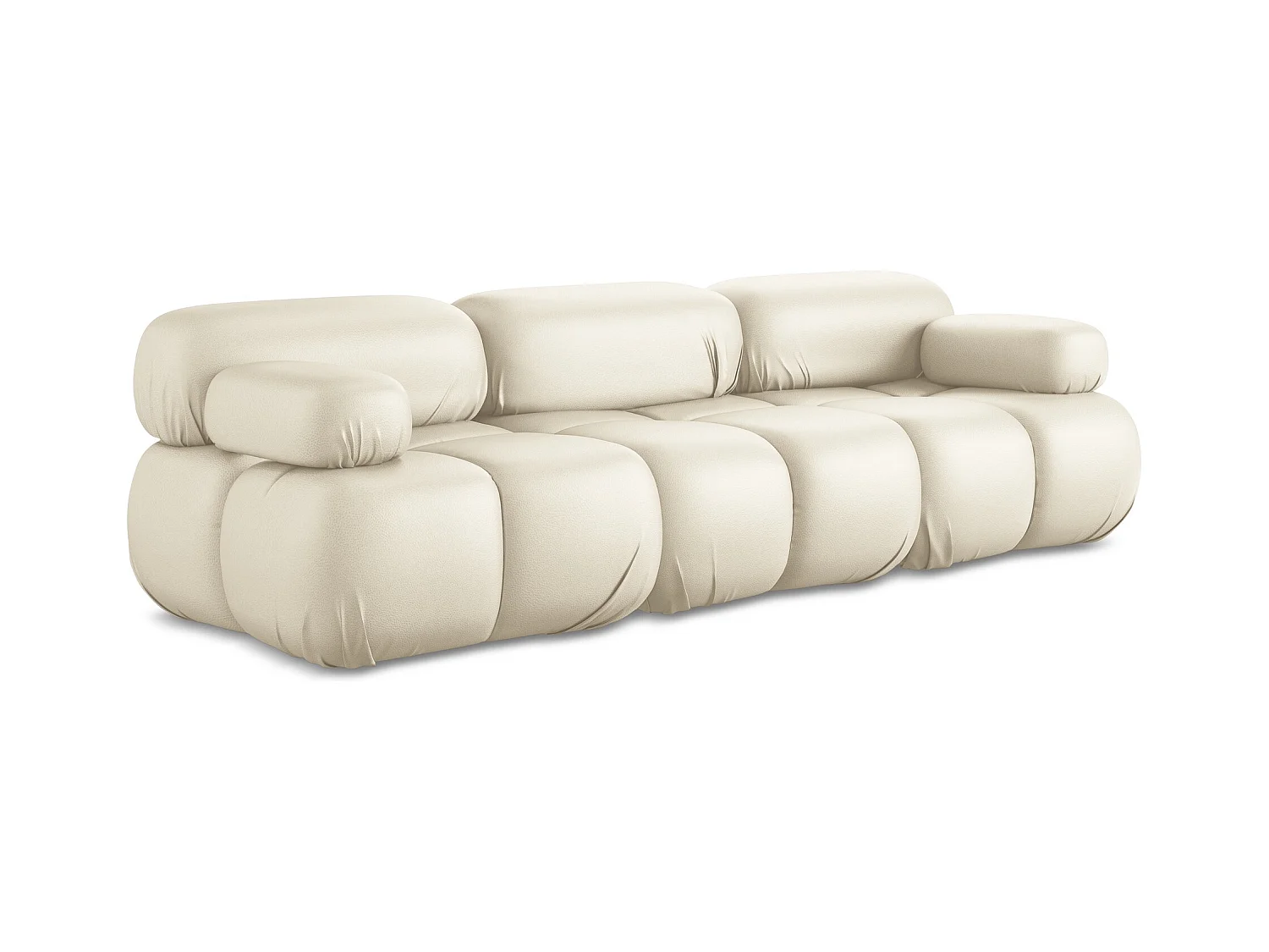 Canapé modulable 3 places en Cuir artificiel - beige clair - LOKUA