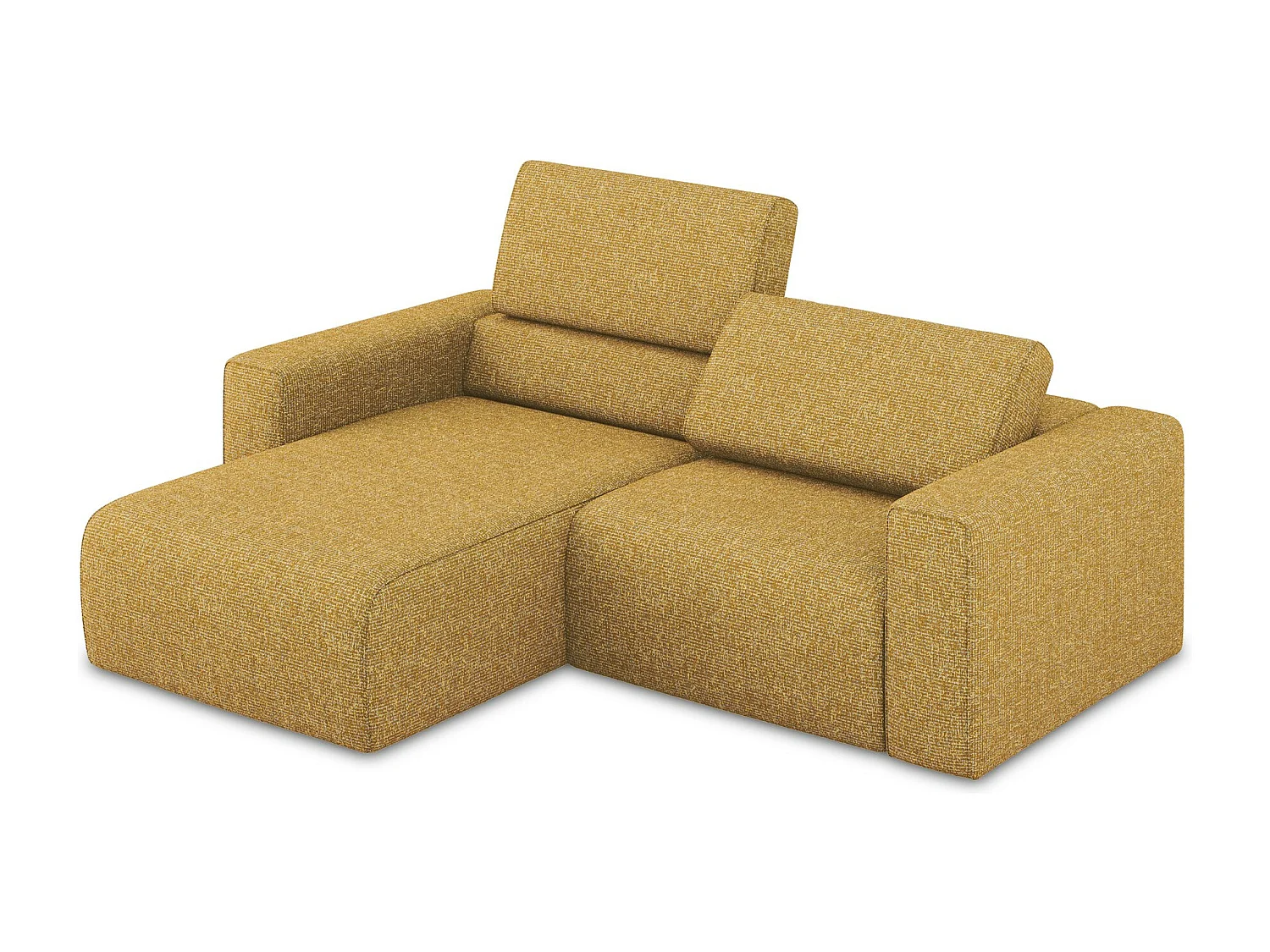 Canapé modulable d’angle S gauche en Strukturstoff - moutarde - KALEA