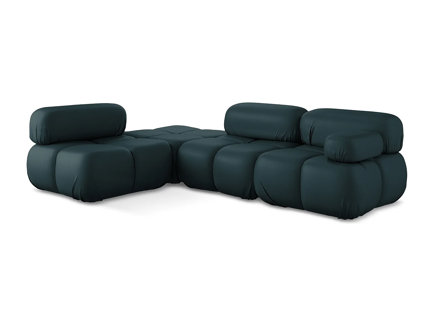 Sofá de canto modular esquerdo 3 lugares em couro sintético marinho - LOKUA