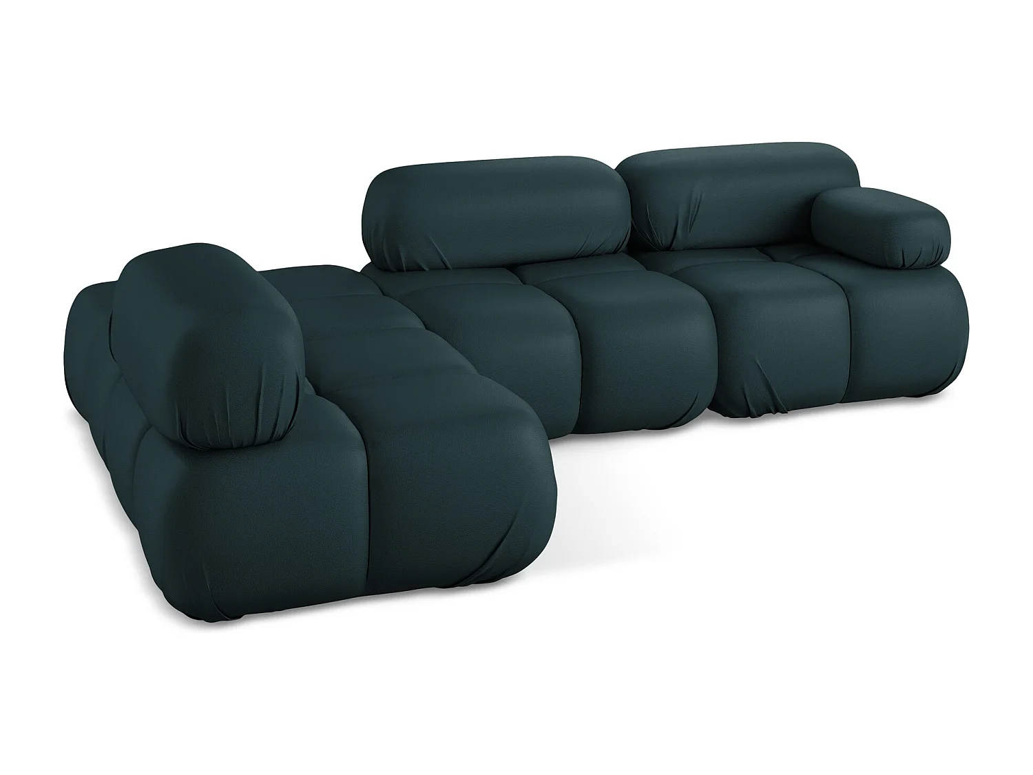 Sofá de canto modular esquerdo 3 lugares em couro sintético marinho - LOKUA