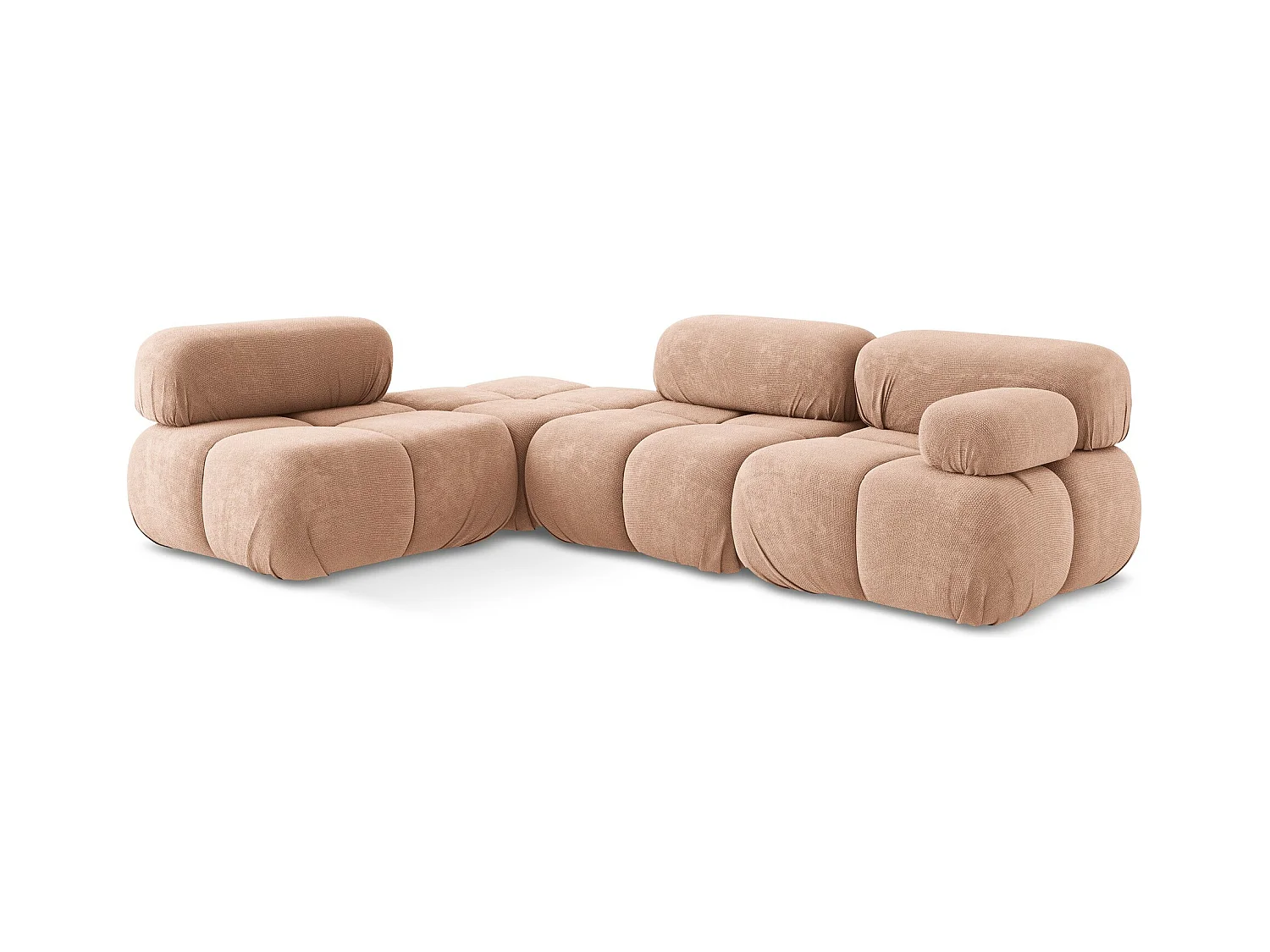 Canapé d'angle modulaire gauche en Chenille - pêche - LOKUA
