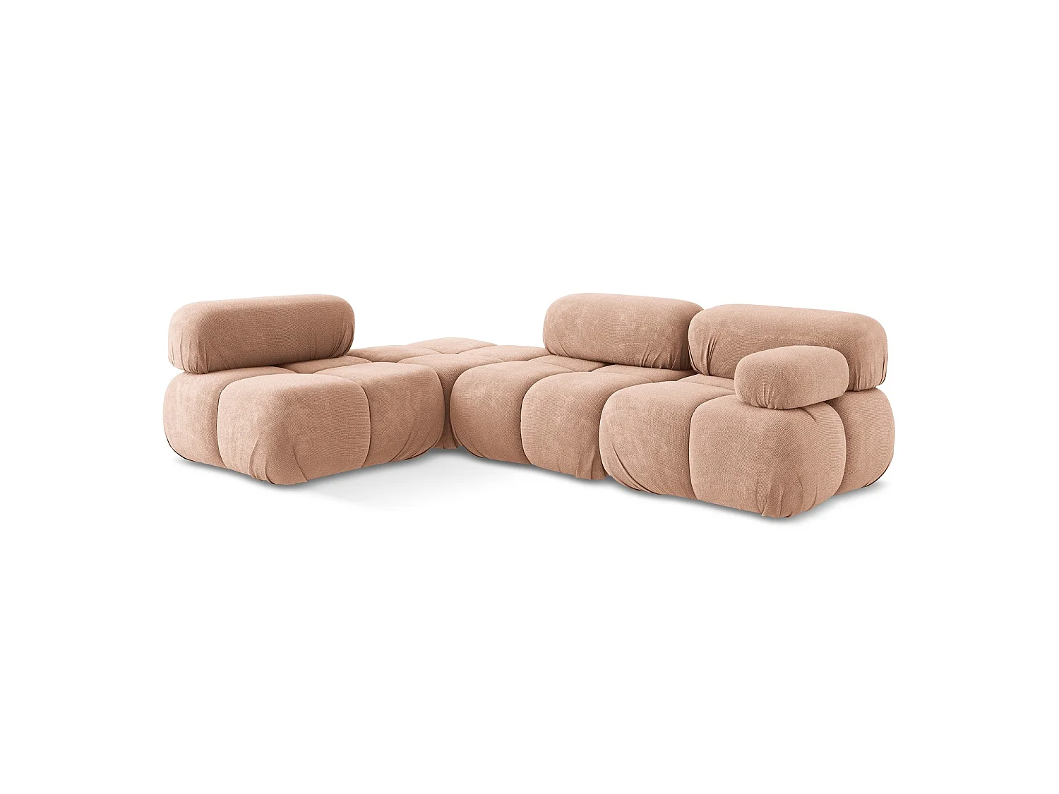 Modulaire hoekbank links van perzik chenille stof - SANREMO