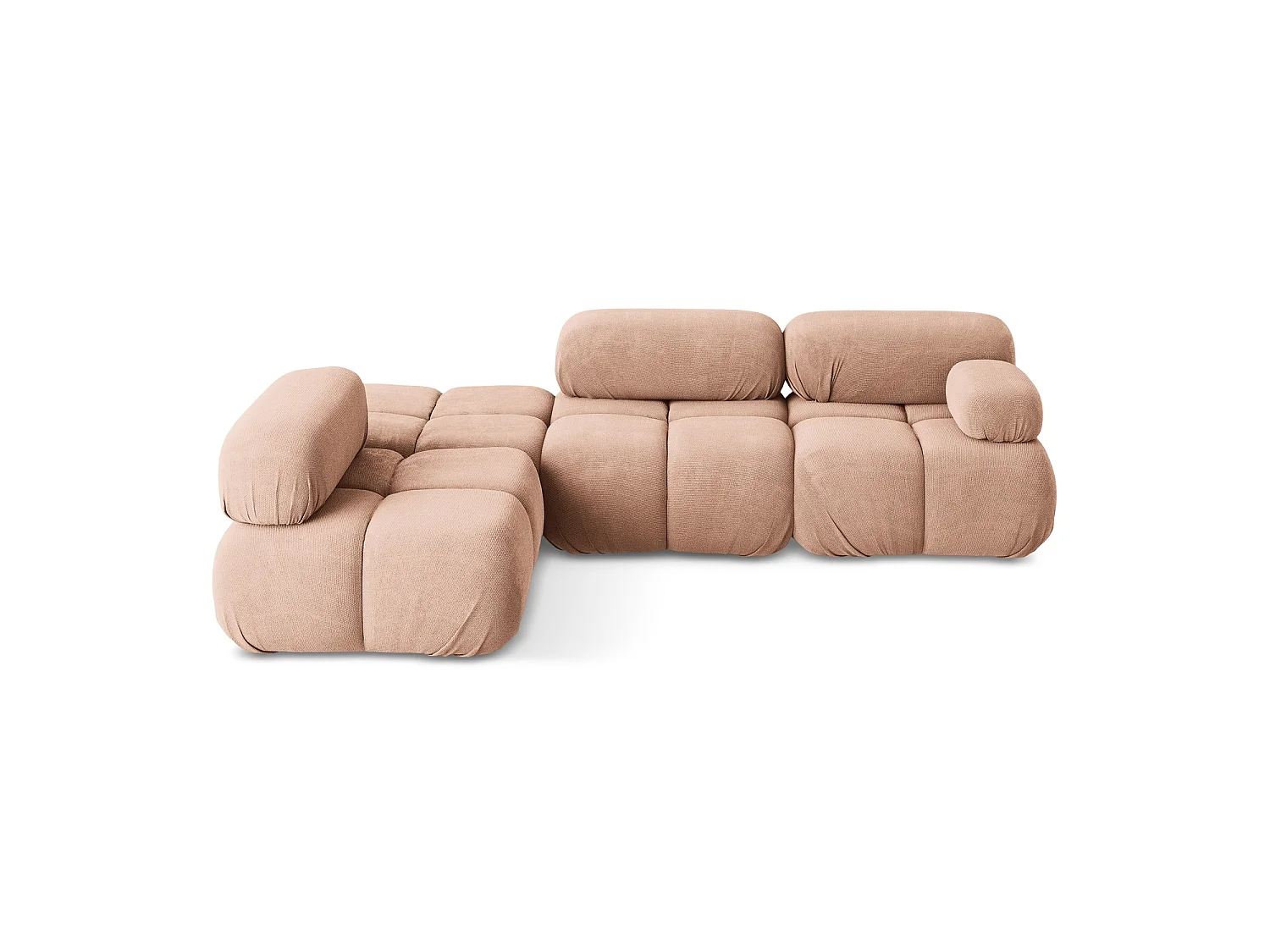 Modulaire hoekbank links van perzik chenille stof - SANREMO