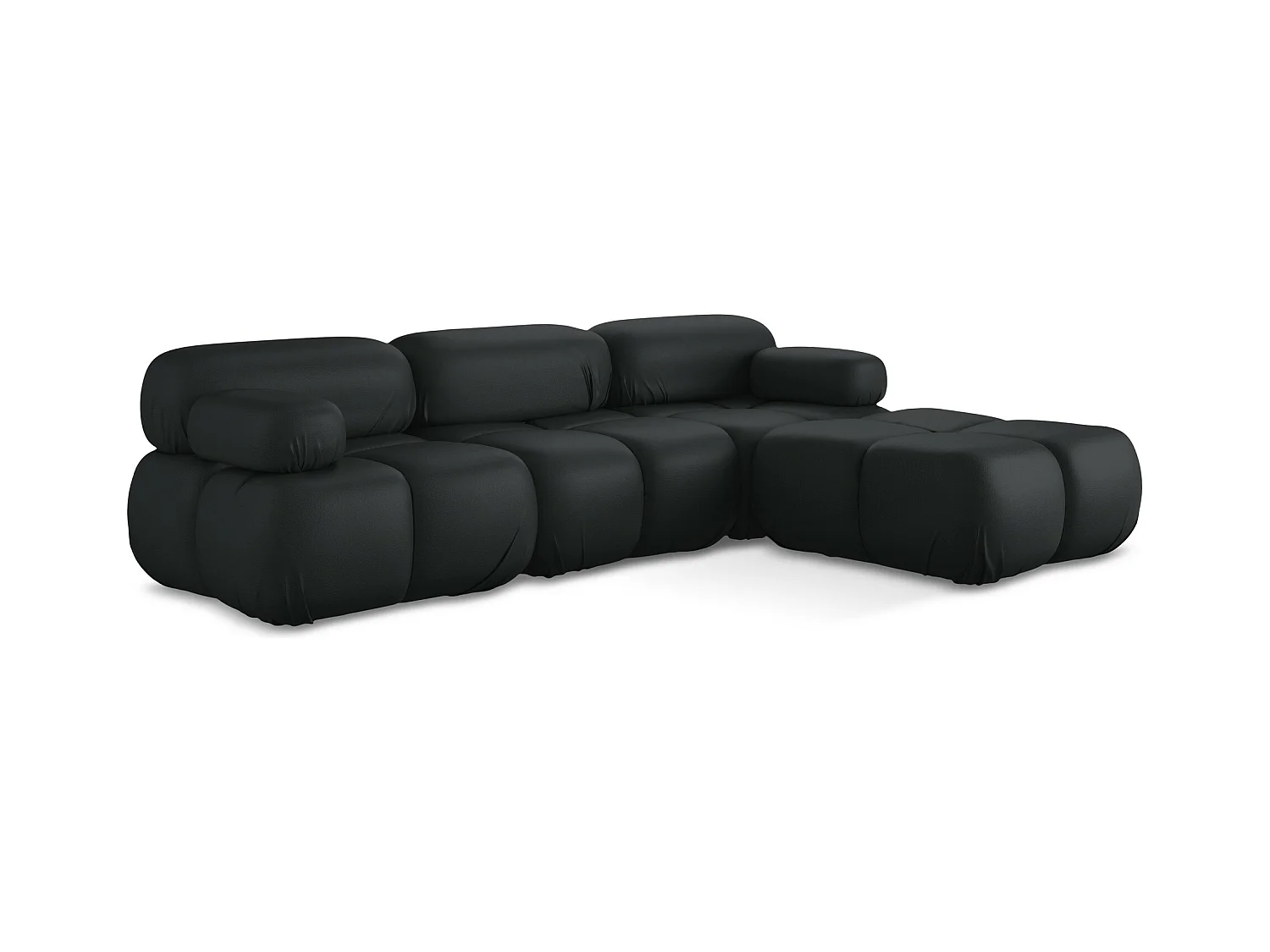 Canapé d'angle modulaire reversible en Cuir artificiel - noir - LOKUA