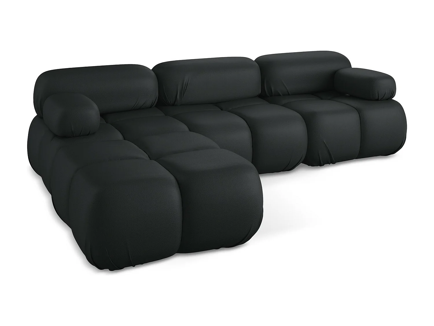 Sofá de canto modular reversível 3 lugares em couro sintético preto - LOKUA