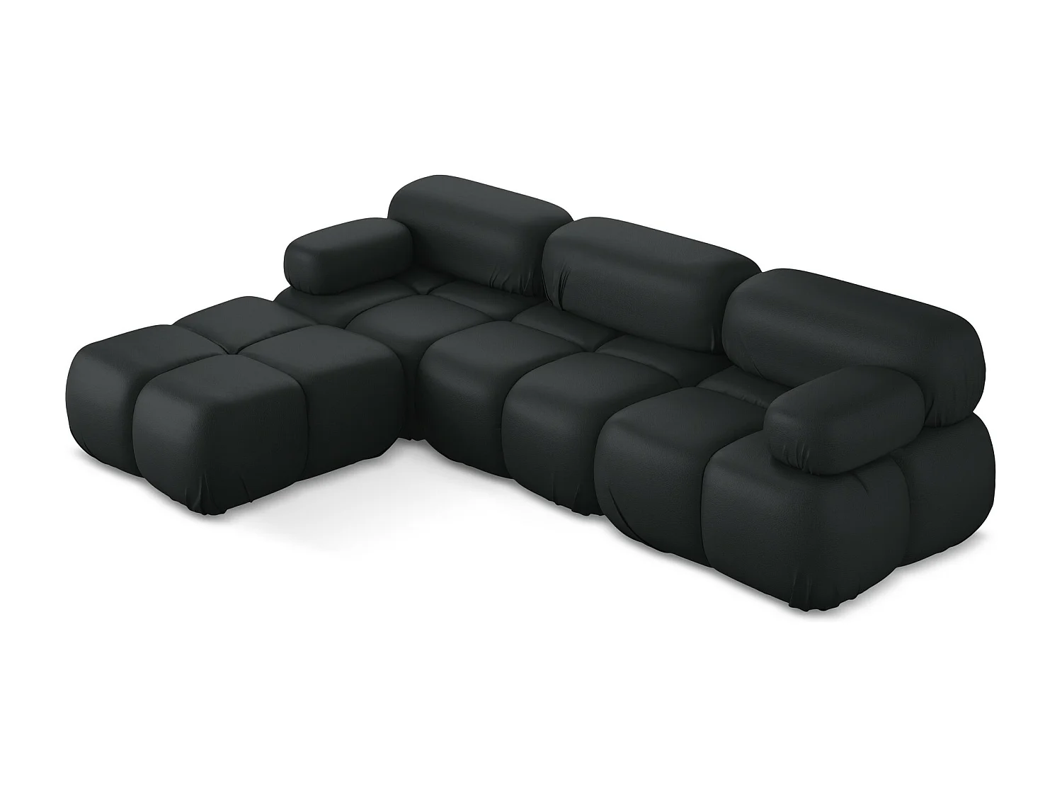 Sofá de canto modular reversível 3 lugares em couro sintético preto - LOKUA